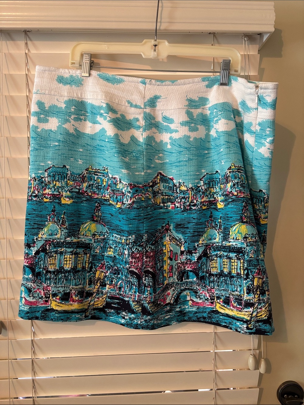 Talbots lined skirt. SZ 20Turquoise Scenic Print A-Line Skirt